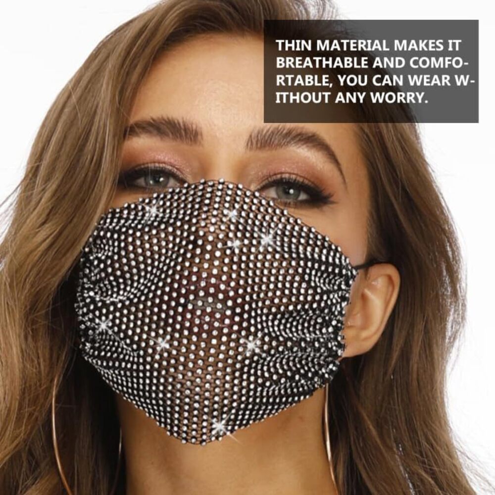 9789 1pc Novelty Fishnet Rhinestone Mask Mask Modeling Face Rhinestones - Picture 2 of 9